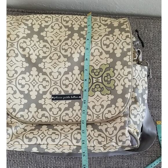 Petunia Pickle Bottom Backpack Shoulder Diaper‎ Bag Gray Light Yellow Green - Picture 16 of 16